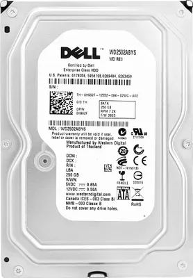 Produktbild von Festplatte Dell 0H962F 250GB 7200 RPM 16Mb Cache Sata 3.5" Zoll WD2502ABYS