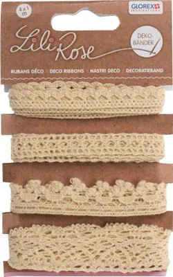 Produktbild von Glorex Deko Bänder Spitzen beige