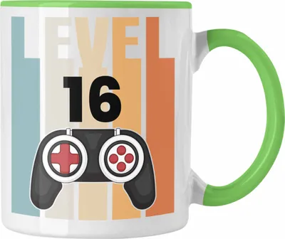Produktbild von Trendation - 16. Geburtstag Tasse Gamer Jungs Jungen Geschenkidee zum Geburtstag Lustig Sechszehn (Grün)