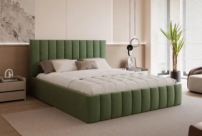 Produktbild von Polsterbett Elegantes Bett "ELVANO" mit hohem Kopfteil und großem Stauraumfach