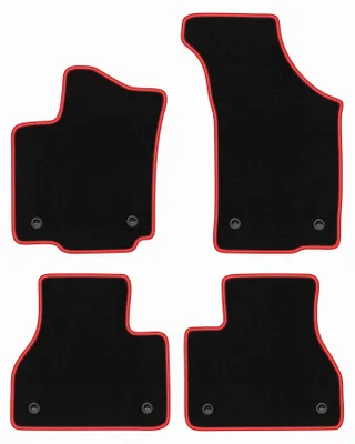 Image de Tapis de sol en moquette noir/rouge pour Volkswagen Phaeton 2002-2016 4 pièces