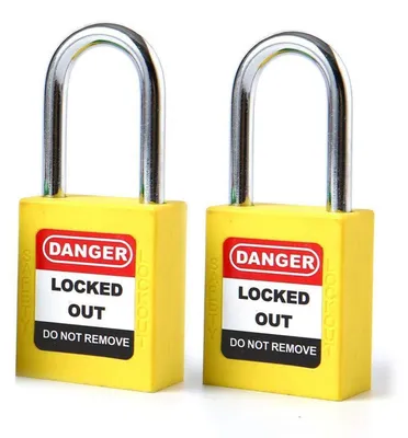 Immagine prodotto di Serratura di sicurezza per blocco e identificazione, 38 mm, plastica, gialla, confezione da 2 pezzi