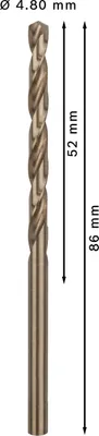 Zdjęcie produktu dla Wiertło do metalu HSS-Co, standardowe 4,8 x 52 x 86 mm