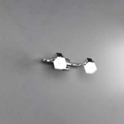 Immagine prodotto di Applique Contemporanea Dice Metallo Cromo Vetro Trasparente Satinato 2 Luci G9