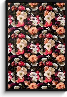 Produktbild von MuchoWow® MuchoWow® Gerahmtes Poster Blumen - Muster - Pastell 60x90 cm - Poster mit zchwarzem Bilderrahmen - Kunst
