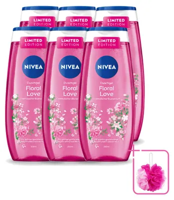 Zdjęcie produktu dla 6 sztuk żelu pod prysznic Nivea Floral Love, pojemność 250 ml, zestaw ekonomiczny