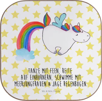 Produktbild von Mr. & Mrs. Panda Untersetzer für Gläser Einhorn Fliegendes Pferd - Weiß - Geschenk, bieruntersetzer, Unicorn, Coaster, Realität, Tischuntersetzer, Glitzer, Tasse, Spielen