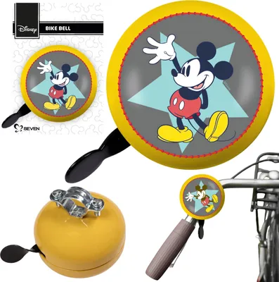 Produktbild von DISNEY Mickey Mouse Gelbe Metall-Fahrradklingel für den Lenker – Retro XL
