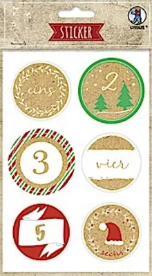 Produktbild von URSUS Sticker “Advent numbers”, Mehrfarbig, Junge/Mädchen, Weihnachten, Sichtverpackung, 24 Stück(e)