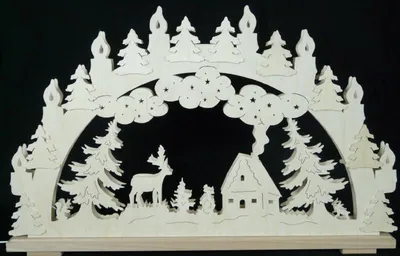Produktbild von Schwibbogen mit Haus im Wald und Beleuchtung BxHxT 70x43x7cm NEU