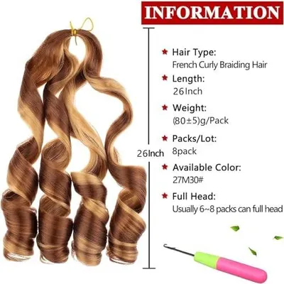 Imagen del producto de Conjunto de 8 extensiones de cabello sintético preestilizadas, de 26 pulgadas