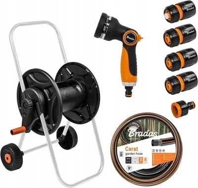 Produktbild von Schlauchwagen Set 20m: 1/2" Schlauch, 8-Funktionen Pistole, UV-beständig & robust.