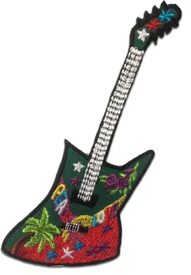 Produktbild von Gitarre Hippie - Aufnäher, Bügelbild, Aufbügler, Applikationen, Patches, Flicken, Zum Aufbügeln, Größe: 5.5 x 12.2 cm