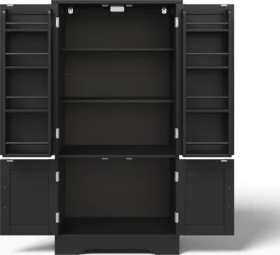 Produktbild von Flieks Küche Hochschrank Küchenschrank mit LED-Sensorleuchte, 4-türiger Buffetschrank mit verstellbaren Regalböden & Türablagen, 60x40x120.5cm Schwarz