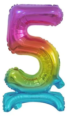 Image de Ballon XL nombre 5 multicolore arc-en-ciel debout 74 cm
