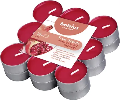 Produktbild von Bolsius Duftteelichter Granatapfel, Höhe 1,15 cm, Ø 3,1 cm, 18er Pack