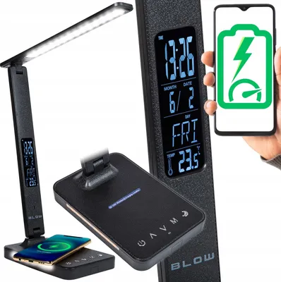 Produktbild von Nachtlampe für den Schreibtisch, Zeichenlampe, Wecker, induktives Qi-Ladegerät 10W