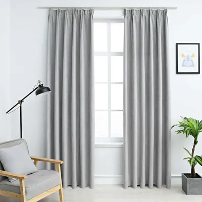 Image de VIDAXL -Vorhänge Blackout mit Haken 2 ST 140x175 cm Grau