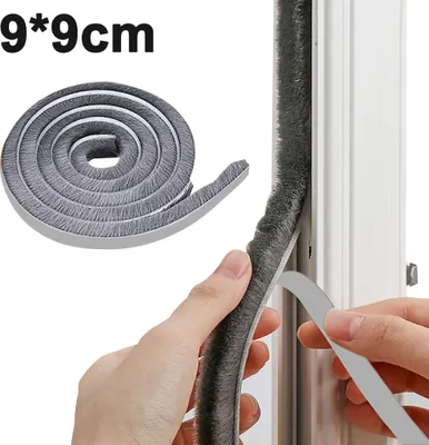 Obrázek produktu pro Těsnicí páska na dveře a okna 5 m, kartáčové těsnění, samolepicí, 9 mm