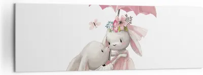 Produktbild von Bild auf Leinwand - Leinwandbild - Einteilig - Hasen Regenschirm Kinder - 160x50cm - Wand Bild - Wanddeko - Wandbilder - Leinwanddruck - Bilder - Wanddekoration - Leinwand bilder - AB160x50-4777