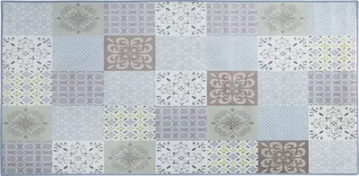 Produktbild von BELIANI Teppich Bunt 80 x 150 cm Kurzflor mit dekorativem Mosaik Patchwork Rechteckig Bedruckt Modern