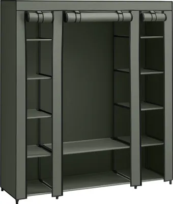 Produktbild von SONGMICS Kleiderschrank, Stoffschrank, mit Überzug aus Vliesstoff, Faltschrank mit Kleiderstange, 45 x 150 x 175 cm, 12 Ablagen, Metallrahmen