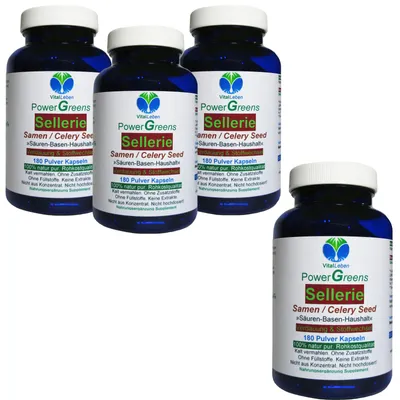 Produktbild von Sellerie Samen Selleriesamen Celery Seed 720 (4x180) Pulver Kapseln nach Hildegard von Bingen. 100% NATUR pur. OHNE ZUSAZSTOFFE.