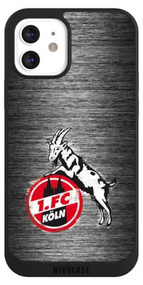 Produktbild von NIVOCASE Handyhülle für Apple iPhone 12  Hülle NIVOpure Case Schwarz 1. FC Köln Metallic Look Offizielles Lizenzprodukt