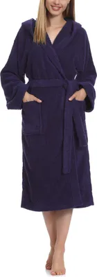 Produktbild von Ladeheid Damen Frottee Bademantel aus 100% Baumwolle LA40-193 (Dunkelblau-29 (Gramatur 400), M)