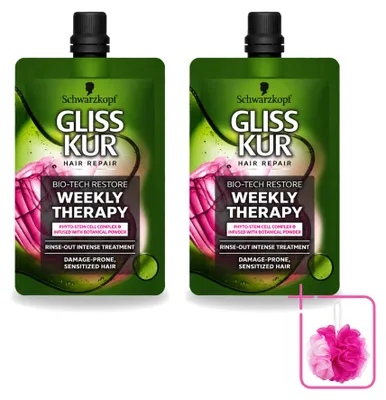 Obrázok produktu pre 2 x Schwarzkopf Gliss Kur Bio-Tech, obnovujúca maska na vlasy - 50 ml - balenie s 2 kusmi