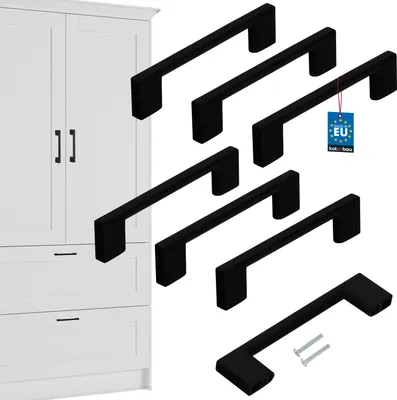 Produktbild von KOTARBAU® 6er Set Möbelgriffe Schwarz 126mm Griffe Möbel ZnAl Schrankgriffe Griffe Küchenschränke Küchengriffe Schubladengriffe Möbelgriffe Küchenschrankgriffe Schranktürgriffe Möbel Stangengriff