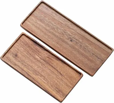 Image de Feuilles décoratives en bois - Lot de 2 feuilles décoratives en bois - grande et petite - grand plat de service - décoration rustique