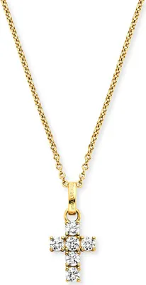 Produktbild von Engelsrufer Kette mit Anhänger Silber 925 Goldplattiert Zirkonia ERN-CROSSHOPE-ZI-G Kreuz 45 cm