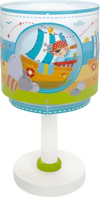 Produktbild von Kinder Tischlampe Piraten-Design mit LED Nachtlicht und Doppelschirm