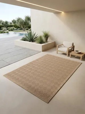Produktbild von In- & Outdoor-Teppich Vintage Pflegeleicht Waschbar Strapazierfähig | Schwarz 280x370 cm Balkon Terrasse Küche Saugroboter | KASBERG – Kadima Design