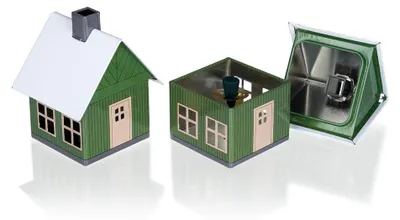 Produktbild von Crottendorfer Räucherhaus  aus Metall in Waldhaus Grün - Maße ca. 7x8x10cm, für Räucherkerzen Größe M (Standard) - 2203