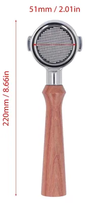 Zdjęcie produktu dla Portafilter 51 mm do kawy - bez dna, z drewnianym uchwytem