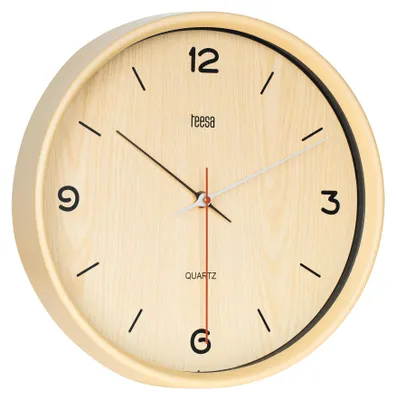 Produktbild von Teesa Klassische Quarzwanduhr ⌀30 cm Hellbraun Analog TSA0048