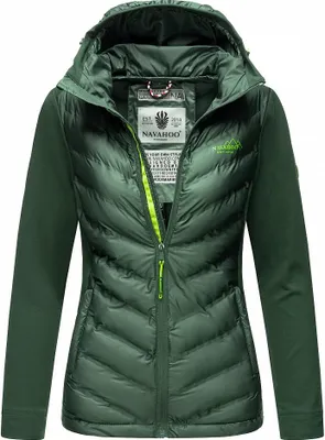 Produktbild von Navahoo Damen Jacke Frühlings Outdoor Übergangs Stepp Windbreaker Nimm Mich Mit Dunkel Grün Gr. 34 - XS