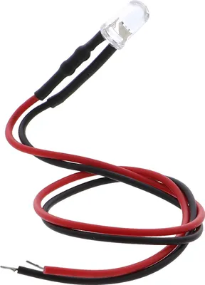 Produktbild von LED 5mm mit Vorwiderstand und Kabel 20cm, 12V - verschiedene Farben Farbe: Rot