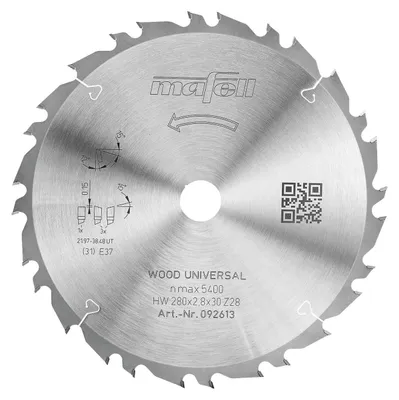 Obrázek produktu pro Pilový list Mafell KSB-WU 280 GT, HW, 280 x 2,8 x 30 mm, Z28-4, 3WZ/FZ | 092613