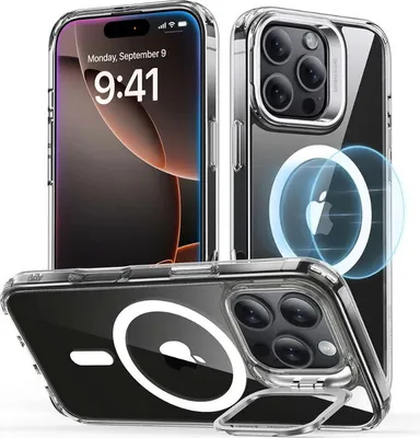 Zdjęcie produktu dla ESR Classic Hybrid Case ze stojakiem (HaloLock), kompatybilny z iPhone 16 Pro Max, przezroczysty