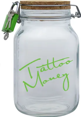 Produktbild von Spardose Geld Geschenk Ideen Tattoo Money Transparent Grün Größe XL 2 Liter