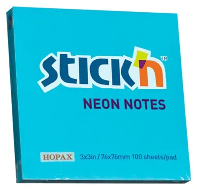 Zdjęcie produktu dla Karteczki samoprzylepne neonowy niebieski 76x76mm