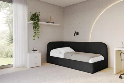 Produktbild von ALTDECOR Jugendbett mit Bettkasten ELRY - 100x200 - Schwarz - Casablanca 2316 - Einzelbett mit Stauraum - Polsterbett Kinderbett
