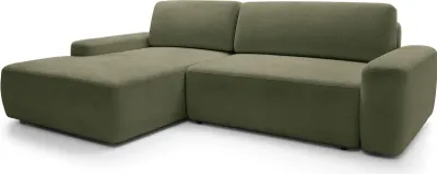 Zdjęcie produktu dla FURNLUX Sofa narożna Bouli zielono-czarna 264 cm / Kolor główny: zielony / Wymiary: 264 x 82 x 162 cm