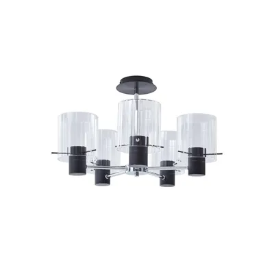 Produktbild von Lucande Deckenleuchte Eirian, 5-flammig, schwarz, Glas, E27