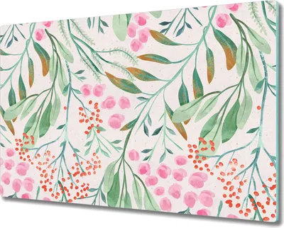 Produktbild von Glas-Herdabdeckplatte Glaskeramikkochfeld-Abdeckung Spritzschutz - 80x52 cm - Vogelbeere Aquarell