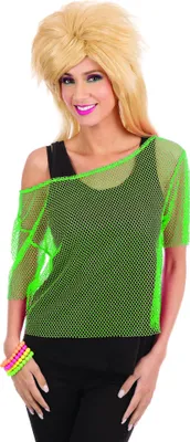 Image de Bristol Novelty Top en résille pour femme style années 80 BN117 (taille unique) (Vert)
