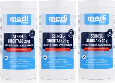 Produktbild von mediPOOL Schnell-Chlortabs 1kg - Anhebung des Chlorgehalts (3er Pack)